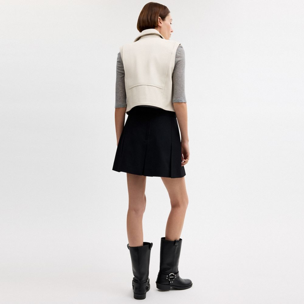 COACH®,Leather Moto Vest,,Scale View
