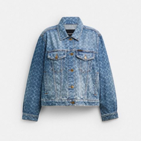 Женская куртка Coach Signature Denim Trucker, цвет: Cold Spring
