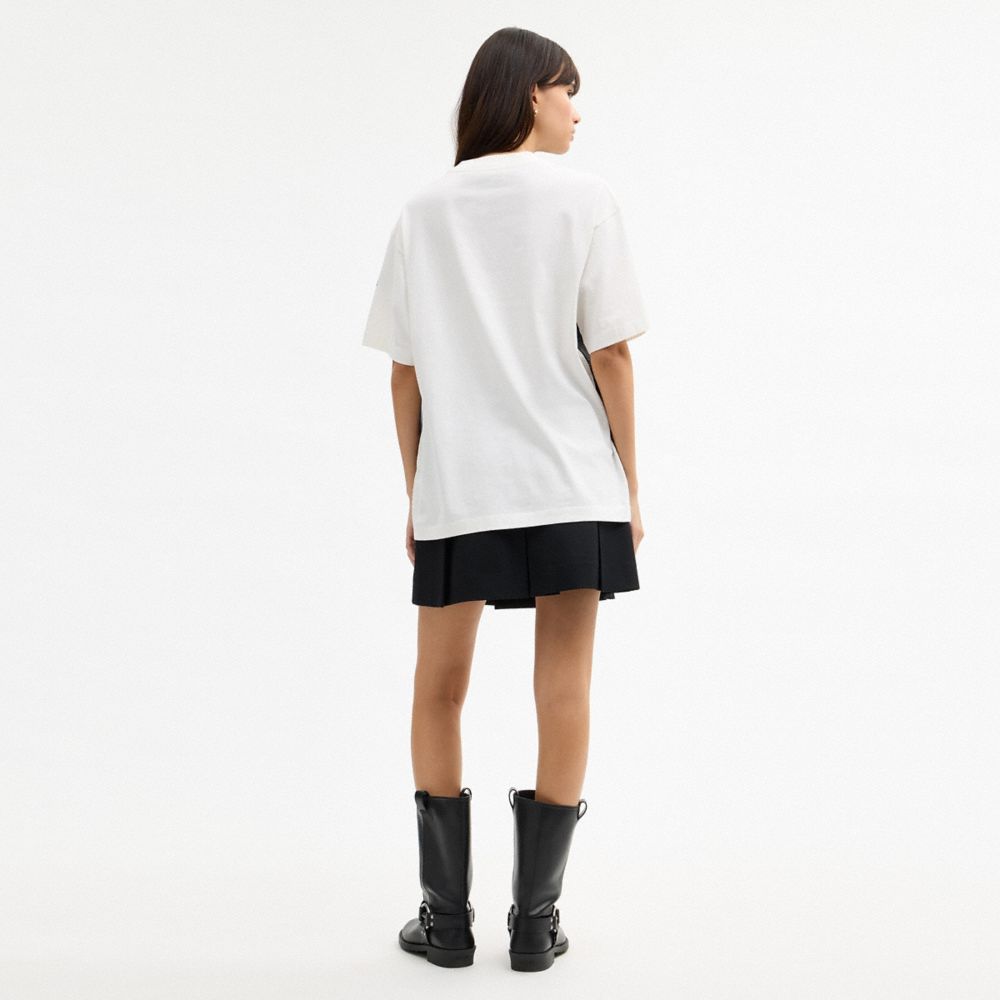 COACH®,Seattle Postcard Relaxed T-Shirt,Cotton,T Shirt,Color Block,Casual,Black,Scale View