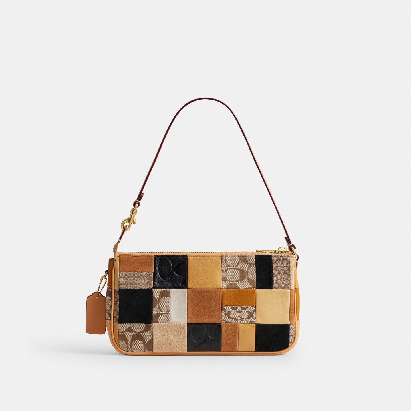 Женская сумка Coach Plaza Bag 25 With Patchwork, цвет: Латунный / Коричневый разноцветный — фото 2