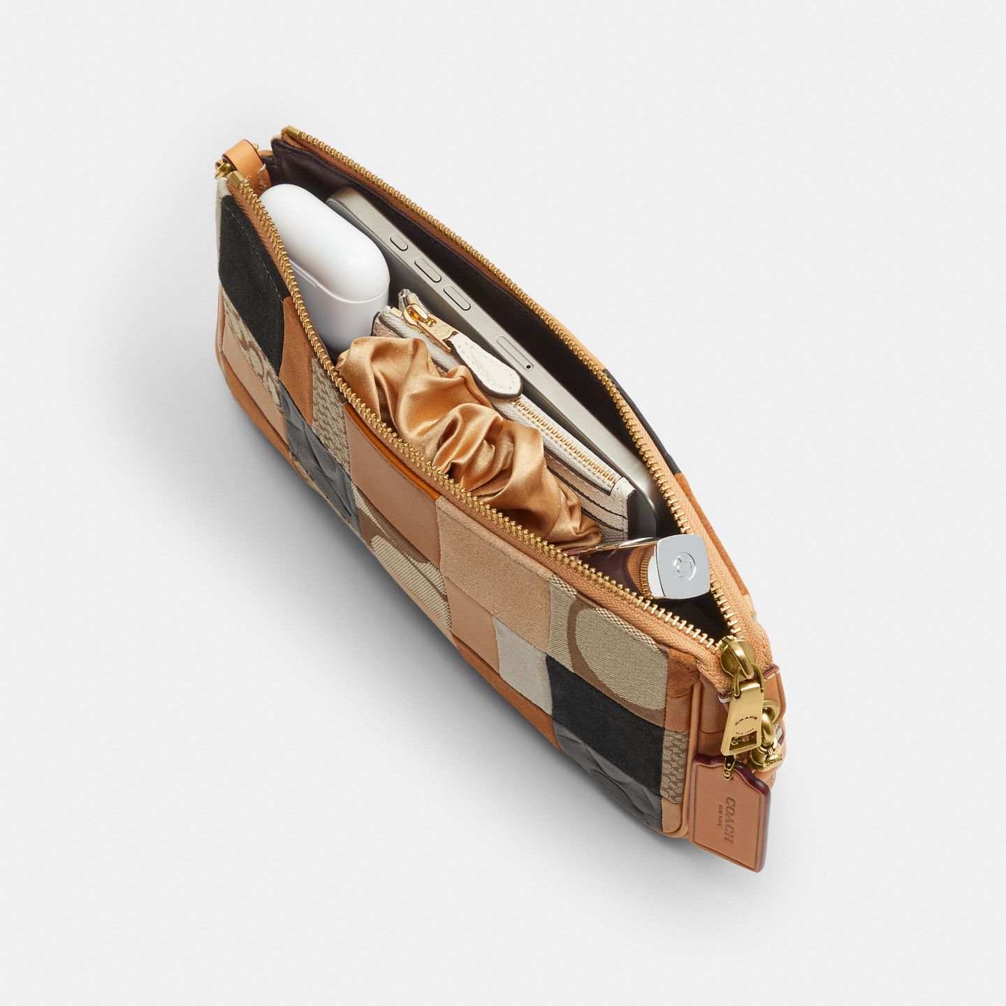 Женская сумка Coach Plaza Bag 25 With Patchwork, цвет: Латунный / Коричневый разноцветный — фото 3