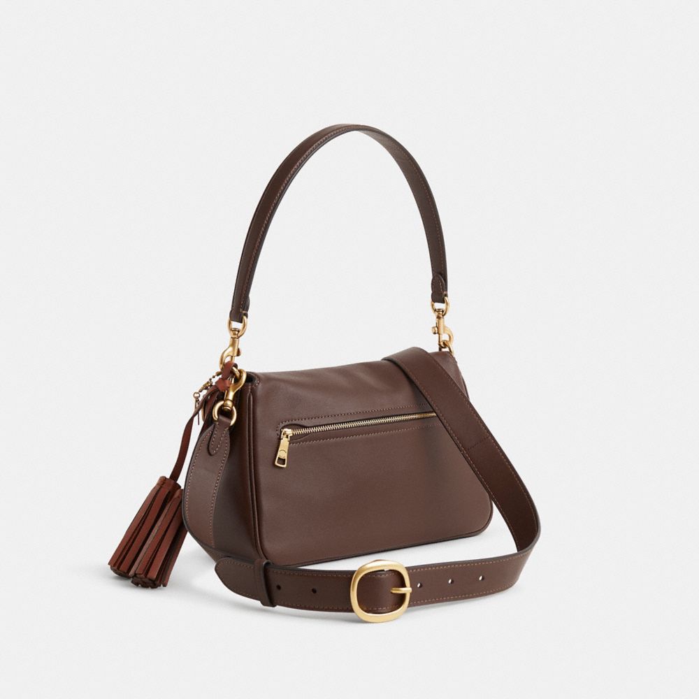 COACH®,Upcrafted Soft Tabby Shoulder Bag,Brown,Angle View