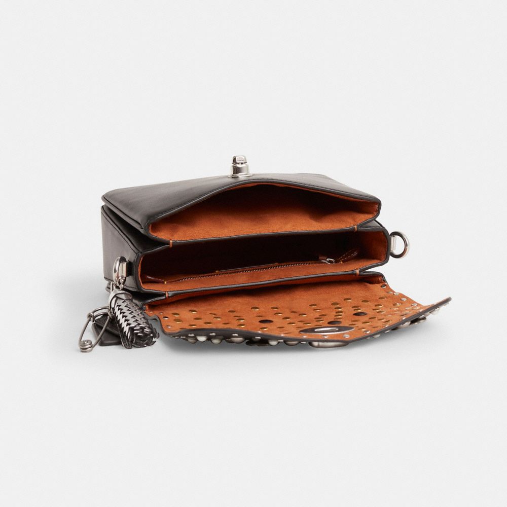 COACH®,Upcrafted Cassie Crossbody Bag 19 With Rivets,Black,Inside View,Top View