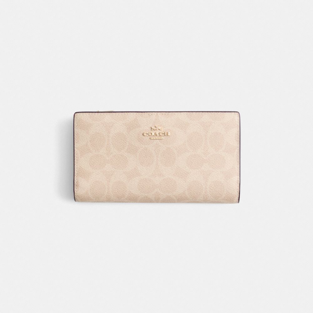 COACH®,Restored Slim Zip Wallet In Signature Canvas,,Front View