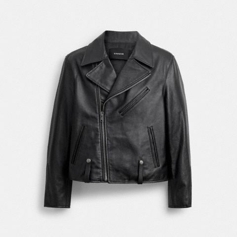 Мужские куртки Coach Shrunken Leather Biker Jacket