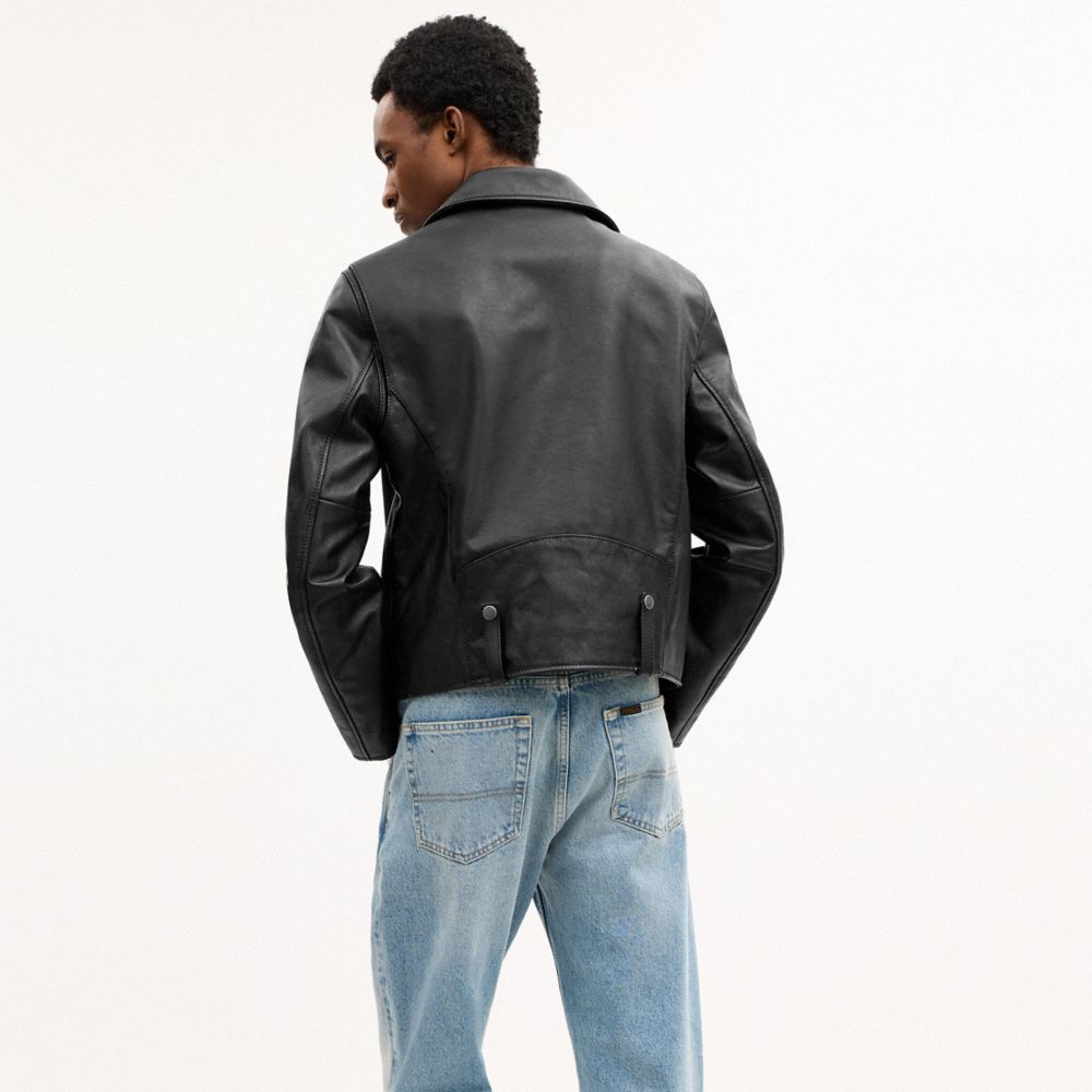 Мужские куртки Coach Shrunken Leather Biker Jacket — фото 4