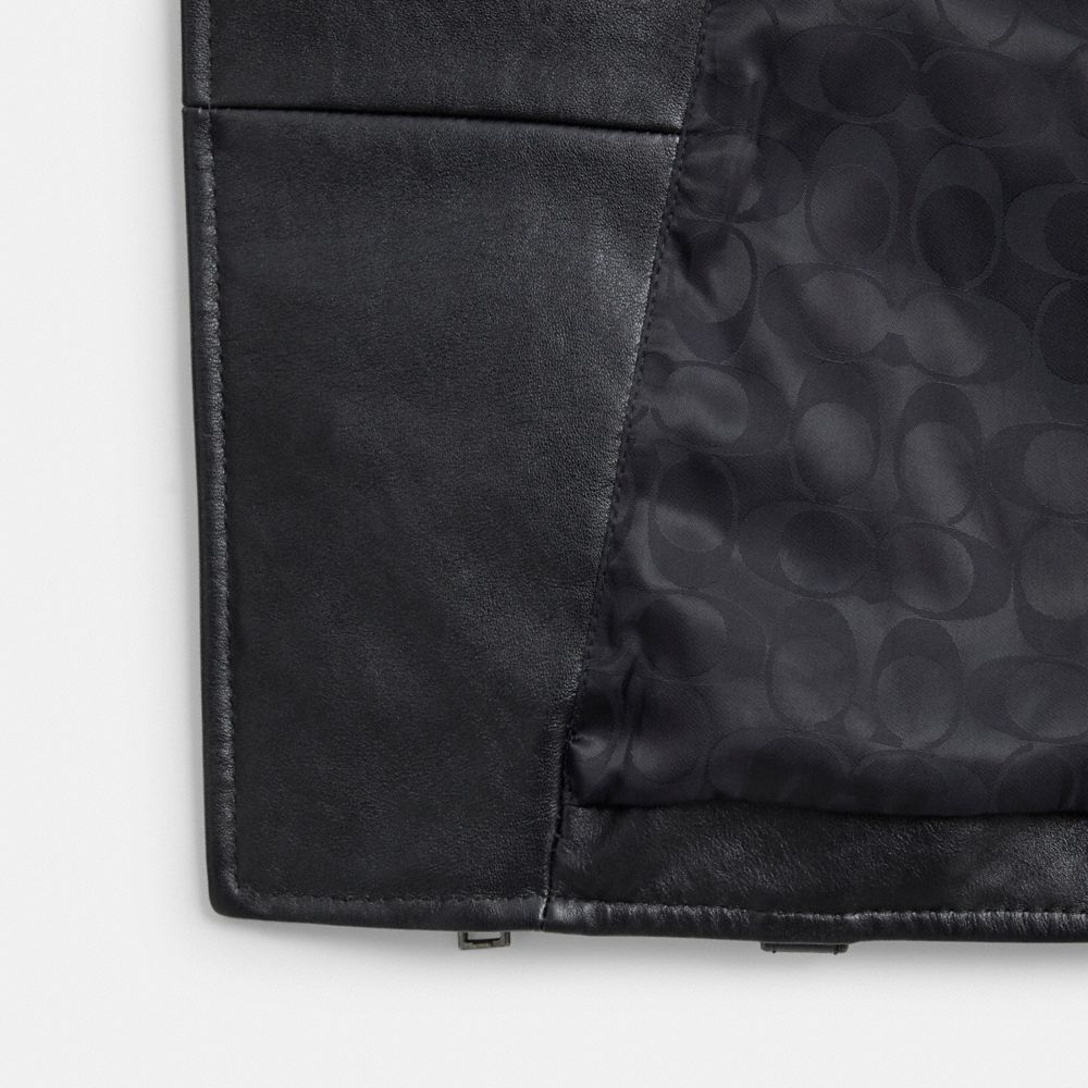 Мужские куртки Coach Shrunken Leather Biker Jacket — фото 2