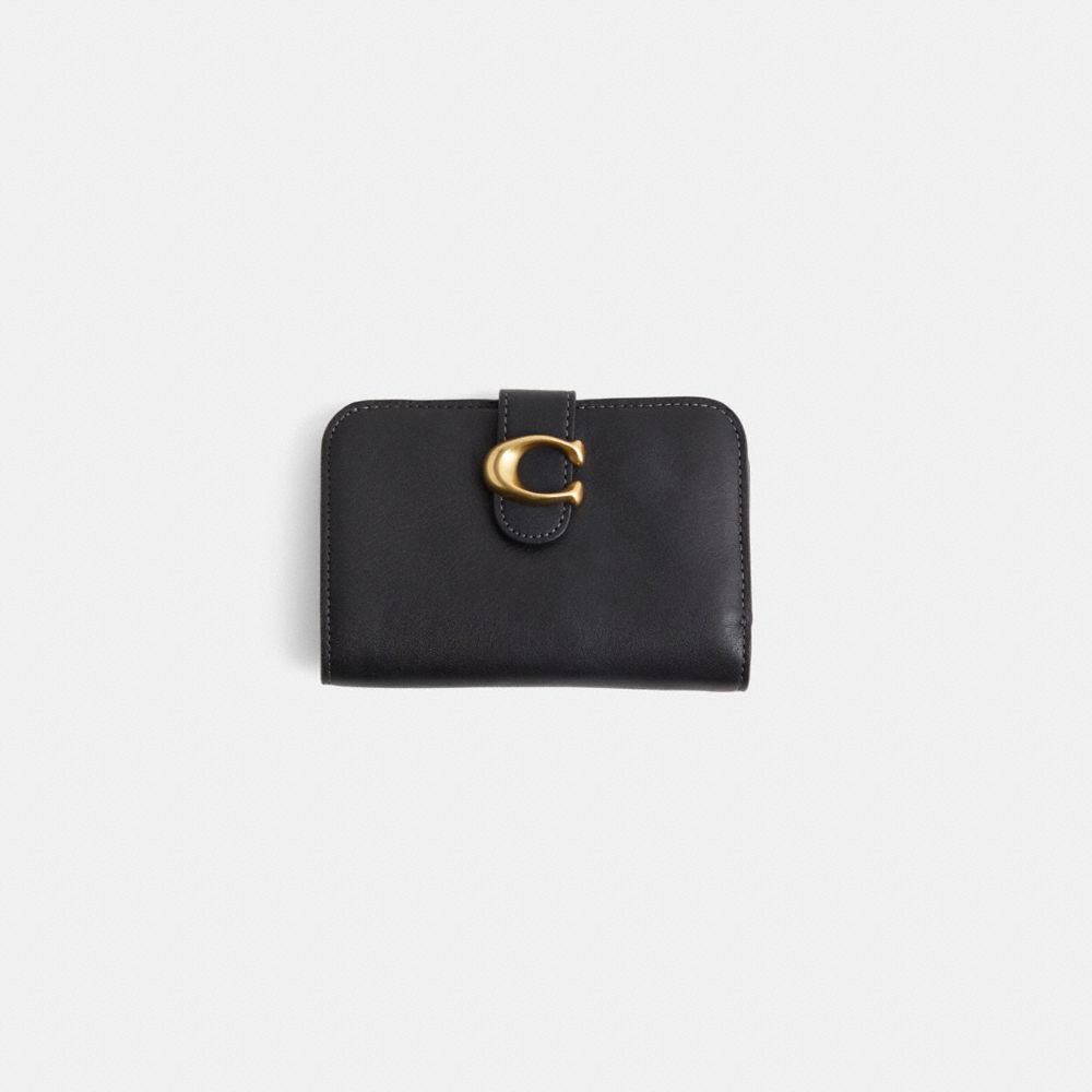 COACH®,Restored Tabby Wallet,Leather,Clutch,Metal Material,Logo,Casual,Black,Front View