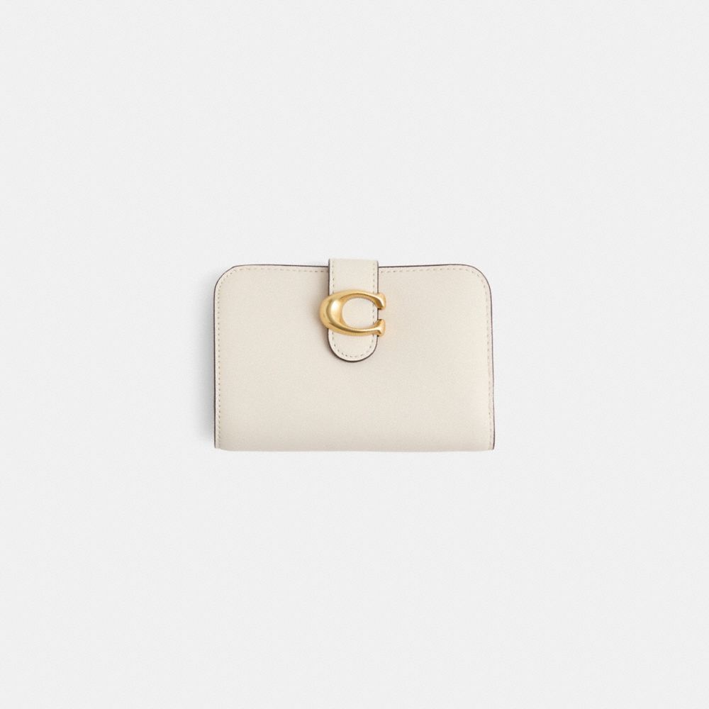 COACH®,Restored Tabby Wallet,Leather,Clutch,Metal Material,Logo,Casual,Cream,Front View