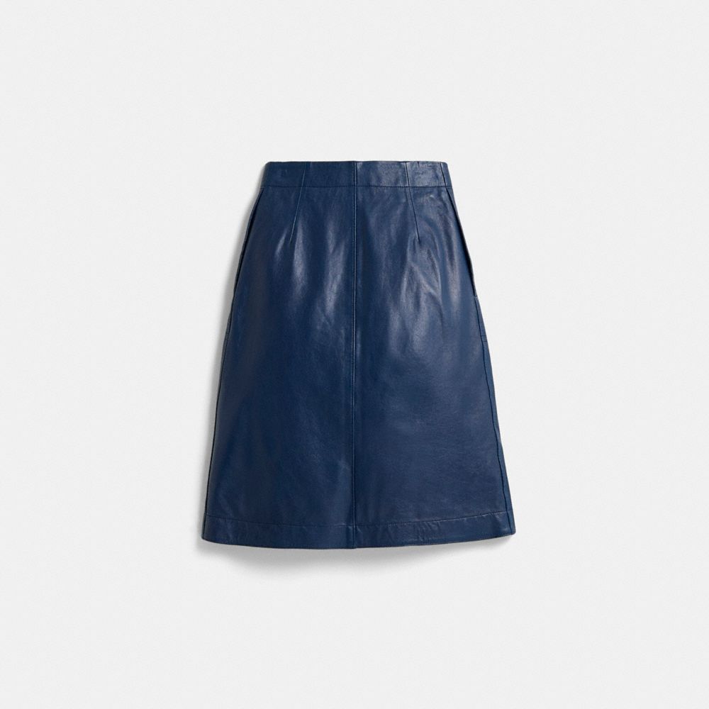 COACH®,Restored Leather Skirt With Turnlocks,,Back View