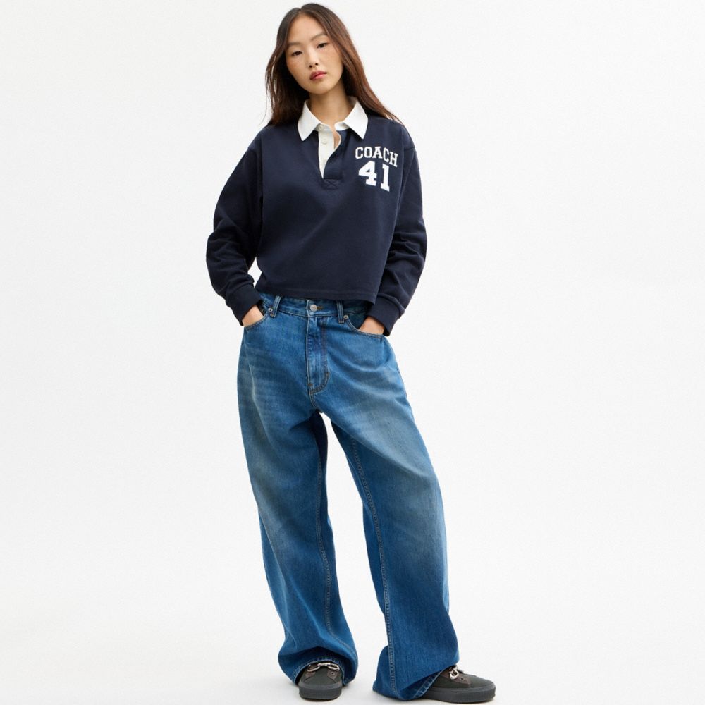 Heritage Long Sleeve Cropped Rugby Polo