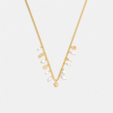 Женские брелоки Coach Pearl And Heart Charm Necklace