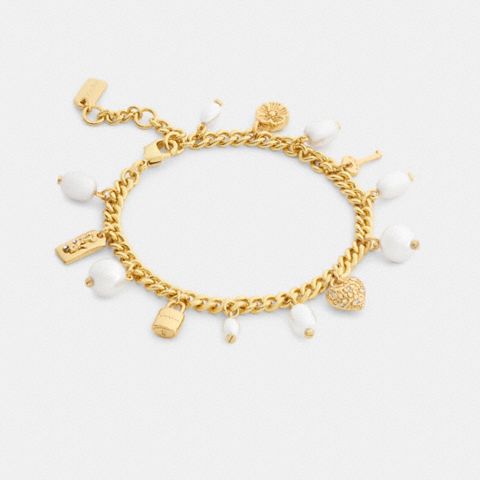 Женские брелоки Coach Pearl And Heart Charm Bracelet
