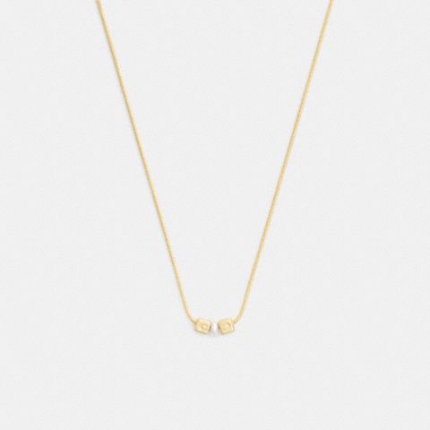 Coach Cube Pearl Rondelle Pendant Necklace