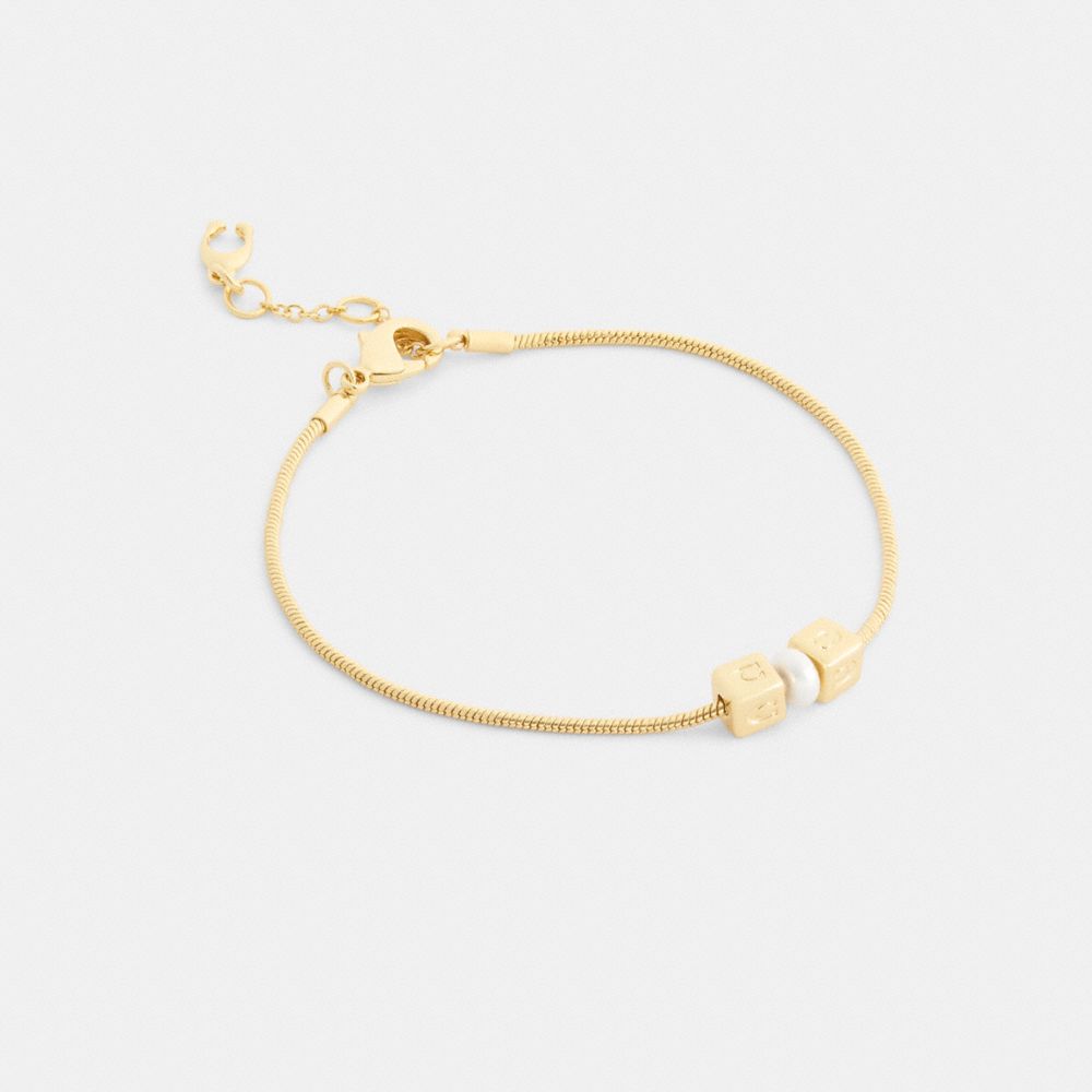COACH&reg;,Cube Pearl Rondelle Bracelet,,Front View