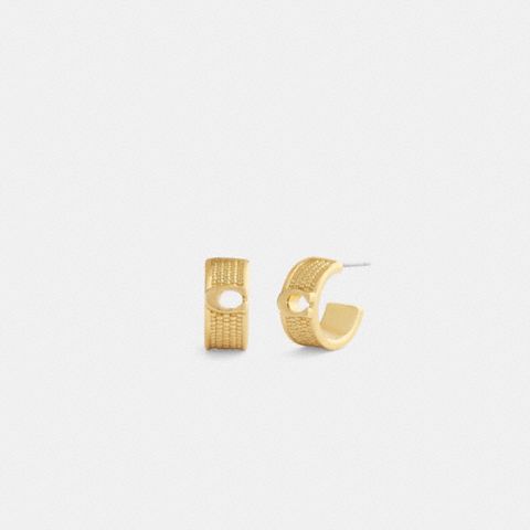 Coach Textured Signature Small Hoop Earrings