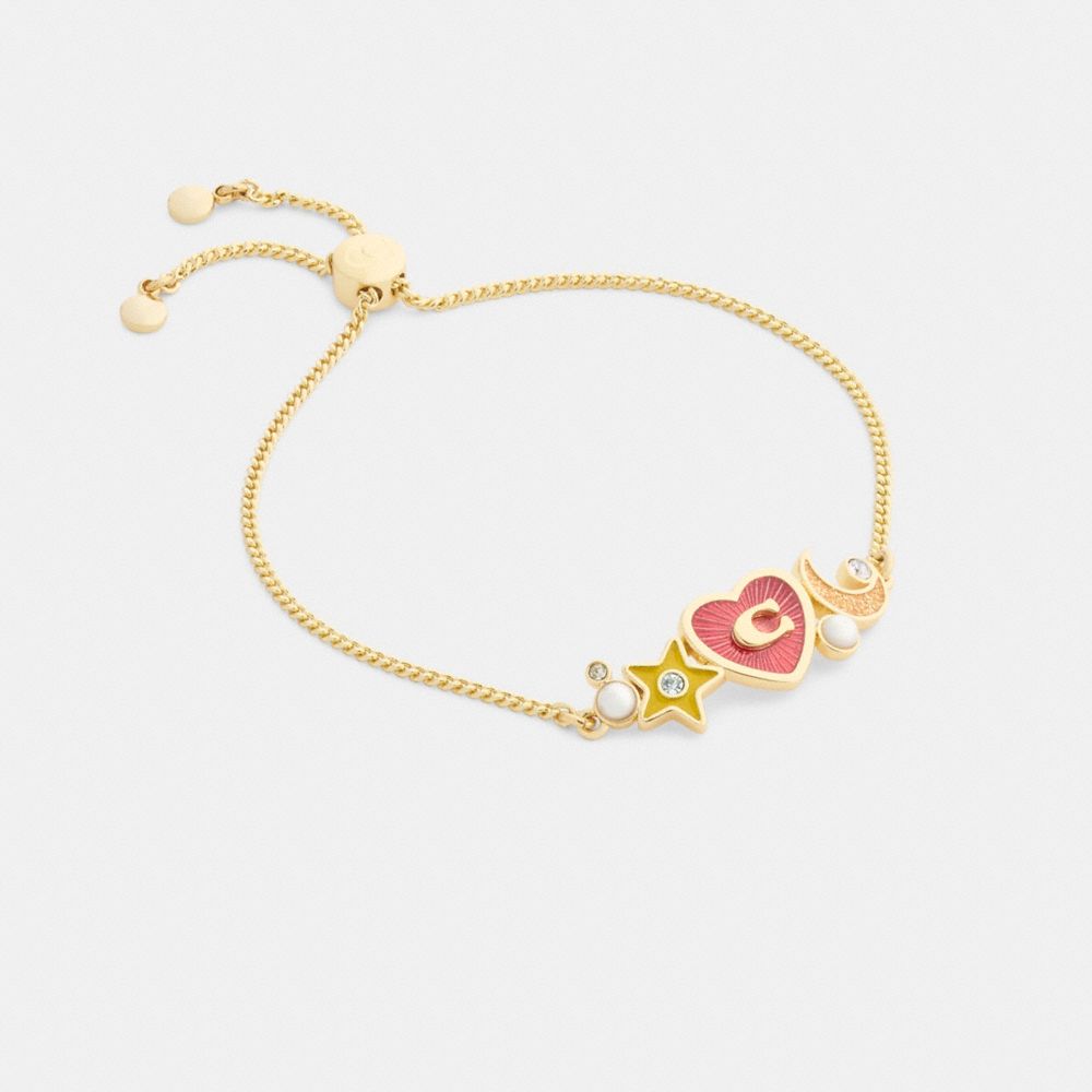 COACH®,Celestial Stars And Hearts Slider Bracelet,,Front View