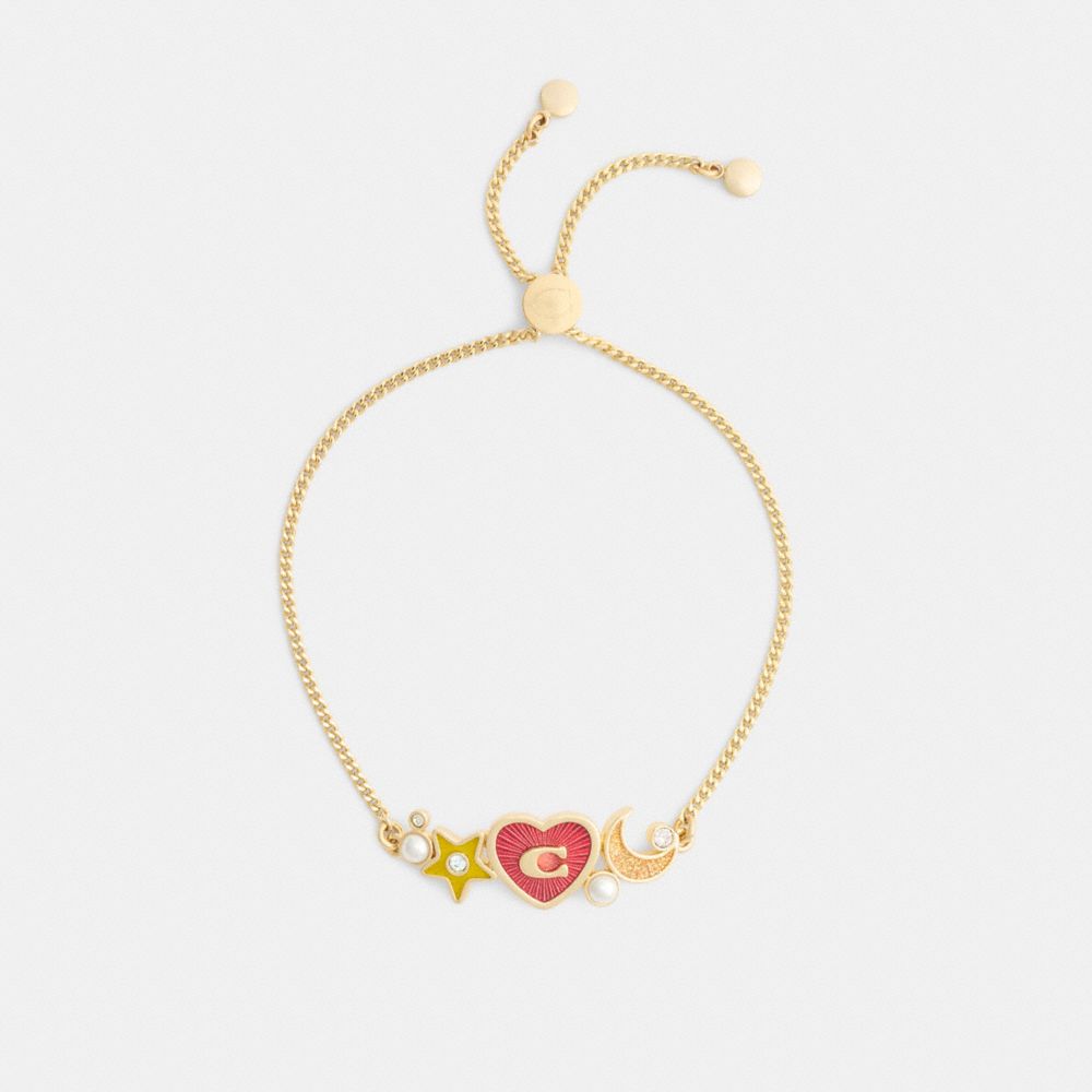 COACH®,Celestial Stars And Hearts Slider Bracelet,,Inside View,Top View