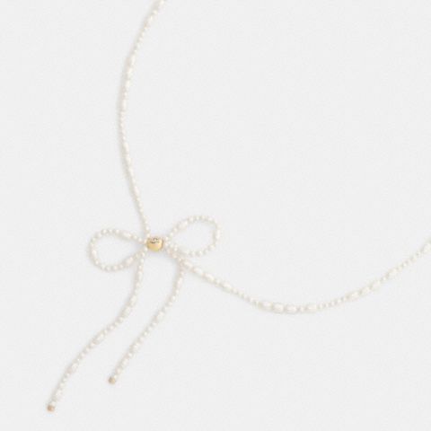 Coach Pearl Bow Choker Necklace