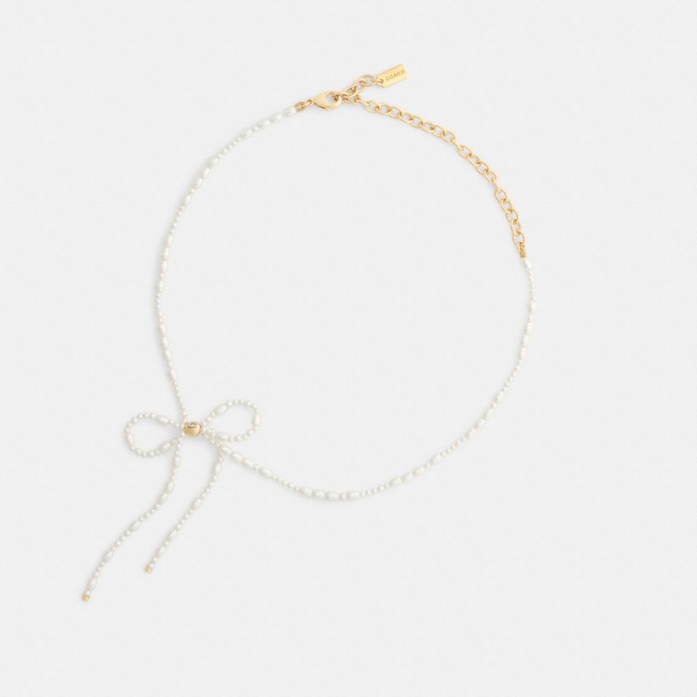 Coach Pearl Bow Choker Necklace — фото 2