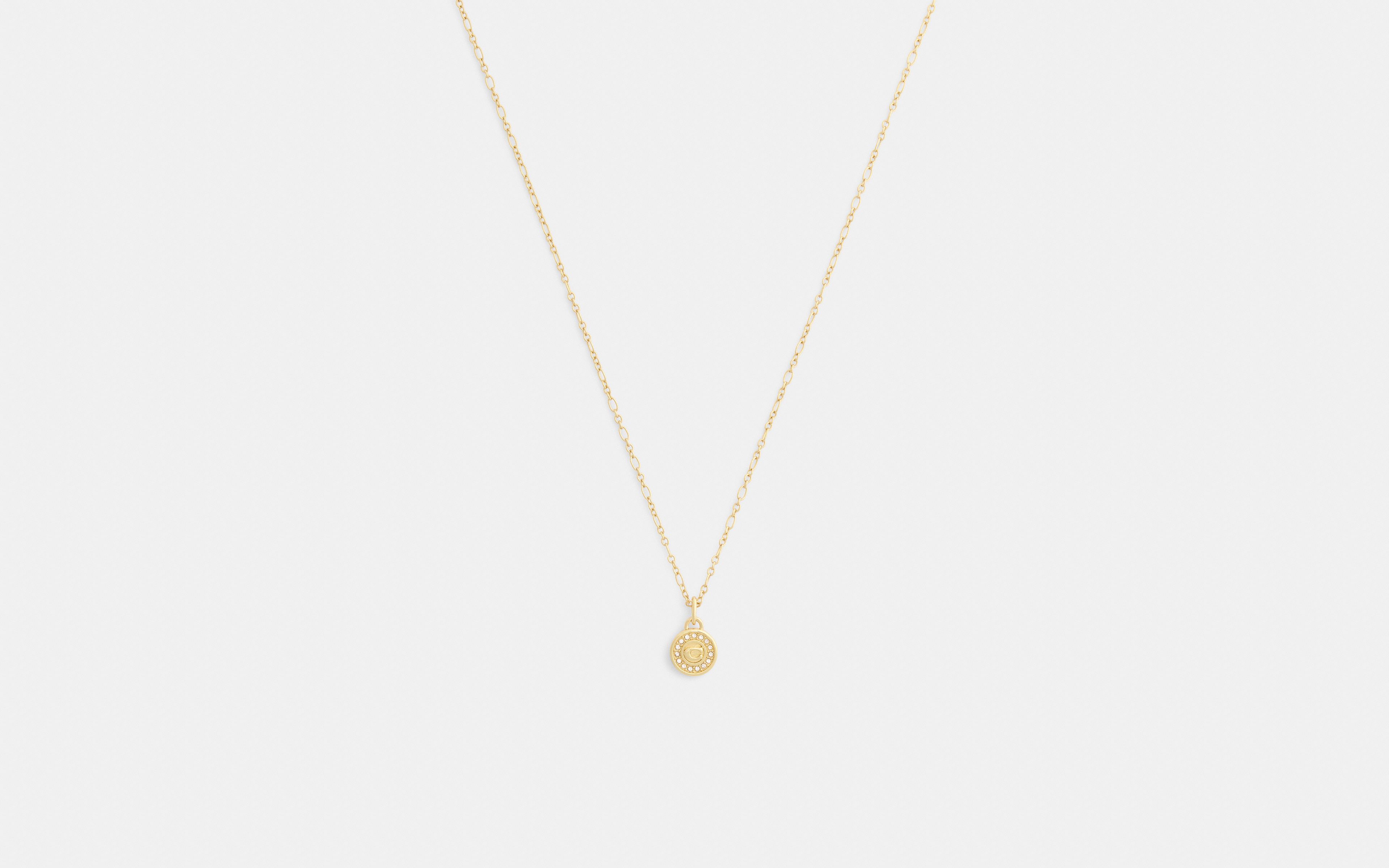 Signature Pavé Coin Pendant Necklace
