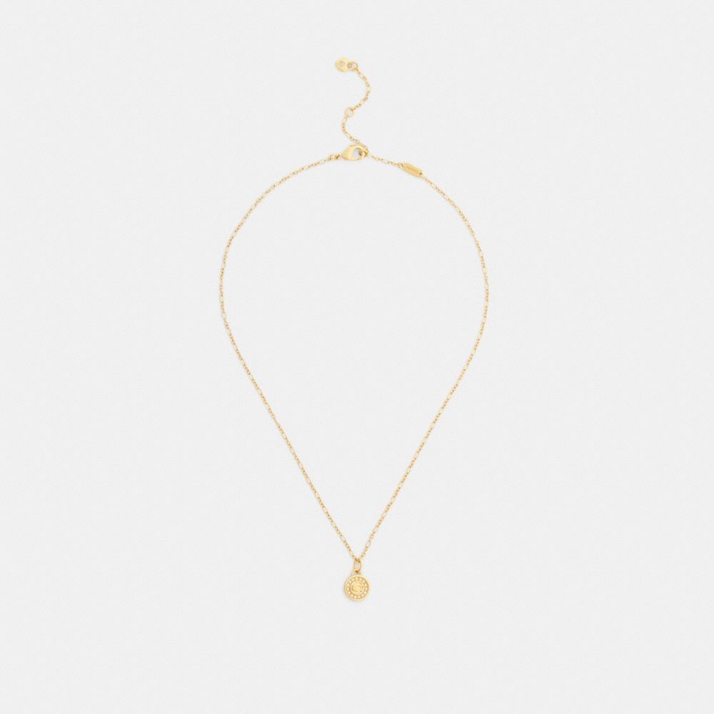 COACH®,Signature Pavé Coin Pendant Necklace,,Inside View,Top View