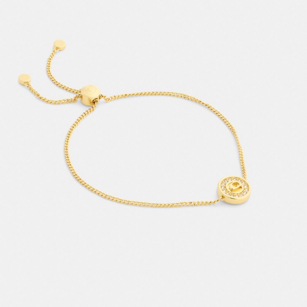 COACH®,Signature Pavé Coin Slider Bracelet,,Front View
