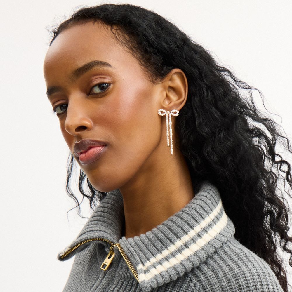 Coach Pearl Bow Earrings — фото 2