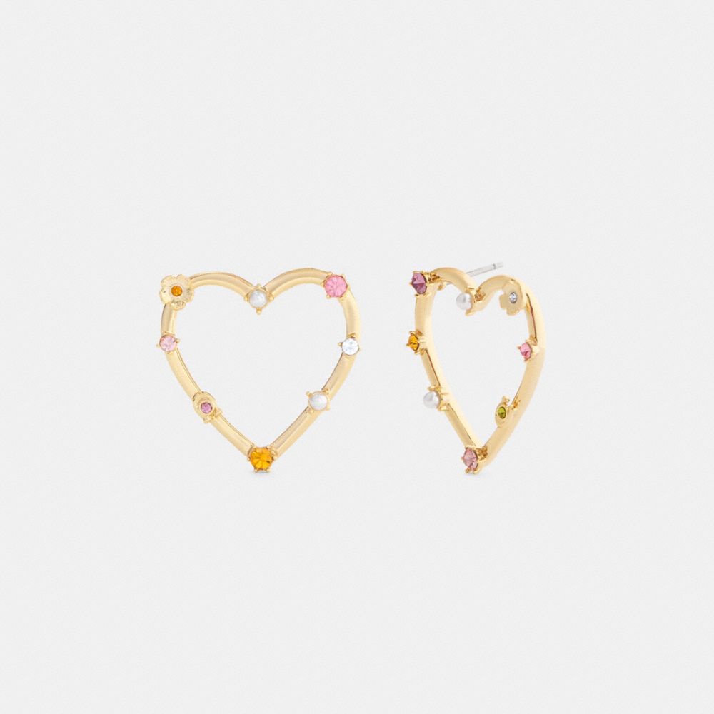COACH®,Oversized Heart Stud Earrings,,Front View