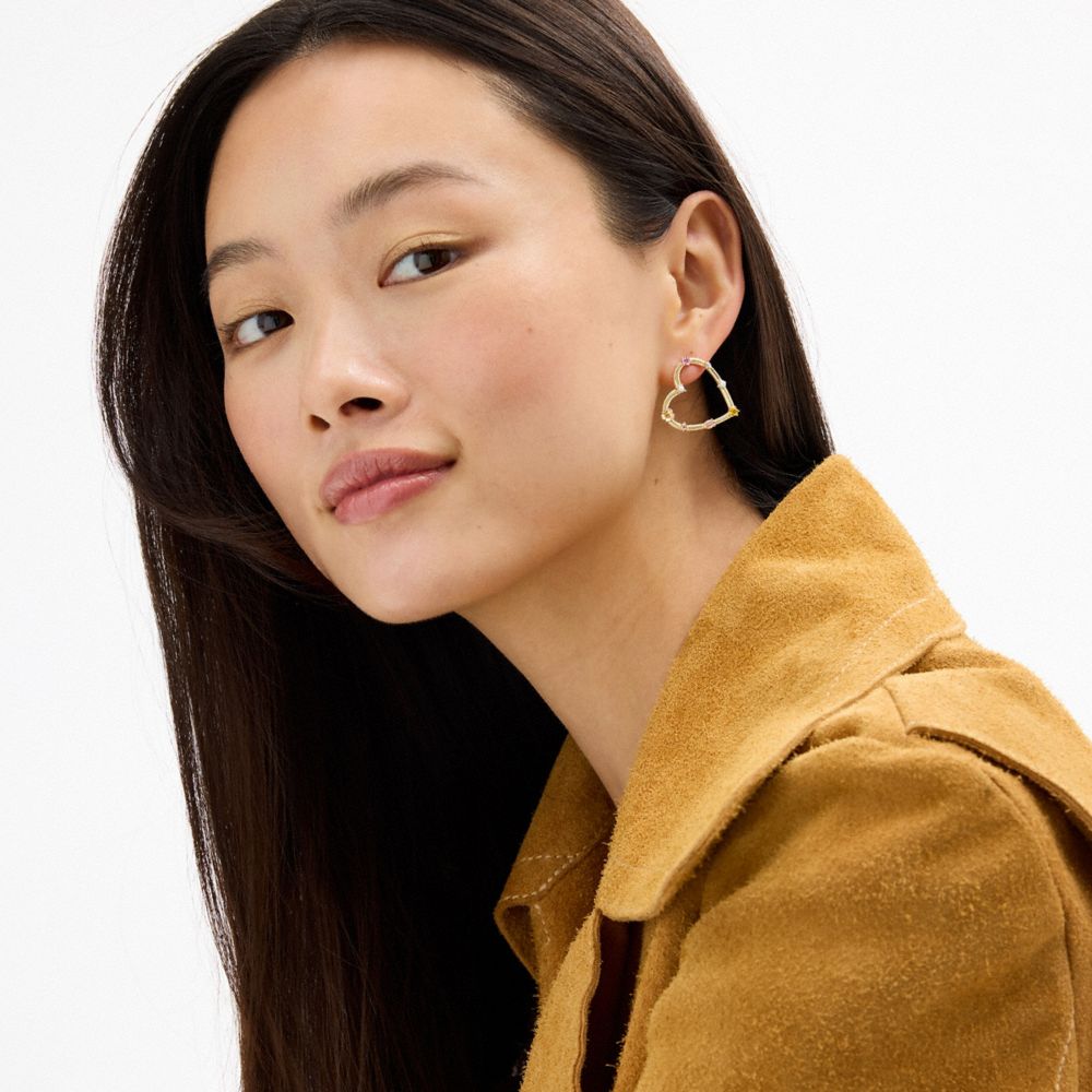 COACH®,Oversized Heart Stud Earrings,,Detail View