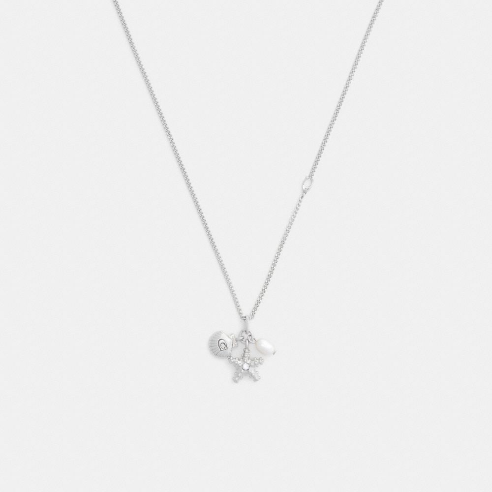 COACH®,Pearl And Seashell Pendant Necklace,,Front View