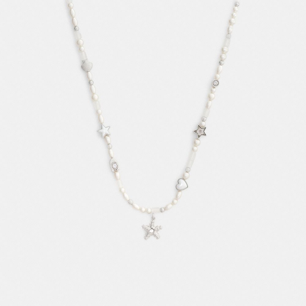 COACH®,Pearls And Seashell Necklace,,Front View