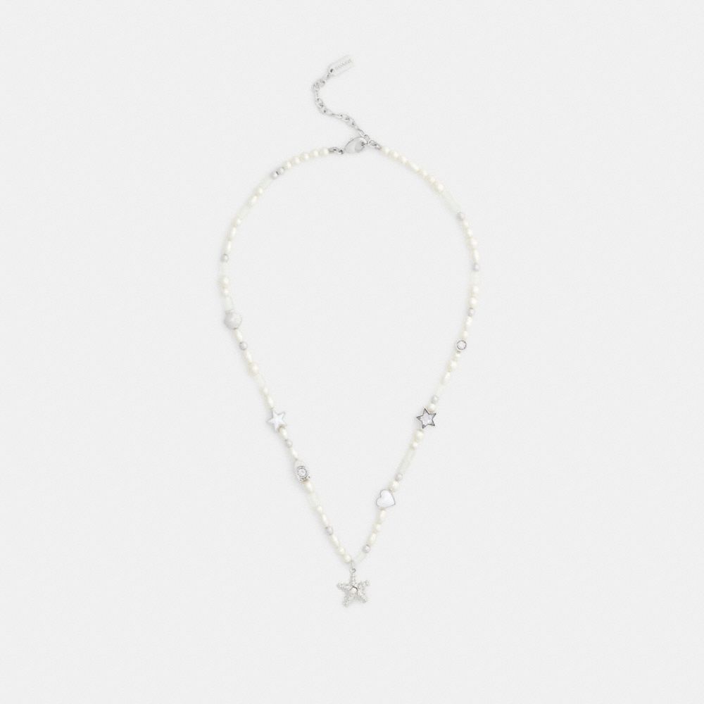 COACH®,Pearls And Seashell Necklace,,Inside View,Top View