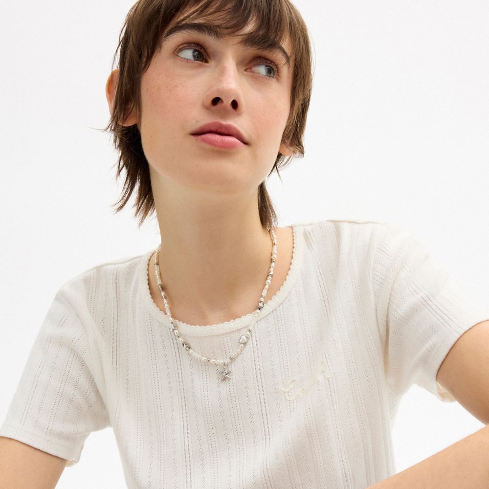 COACH®,Pearls And Seashell Necklace,,Detail View