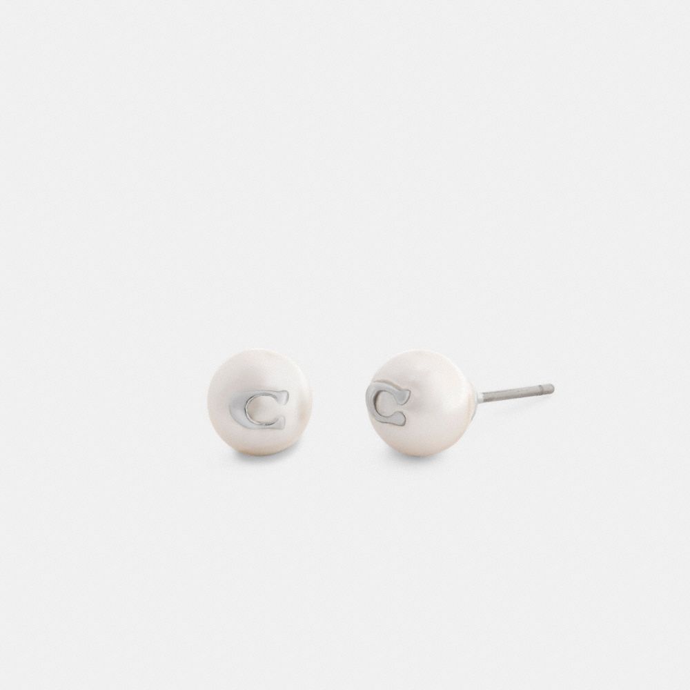 COACH®,Signature Pearl Stud Earrings,,Front View