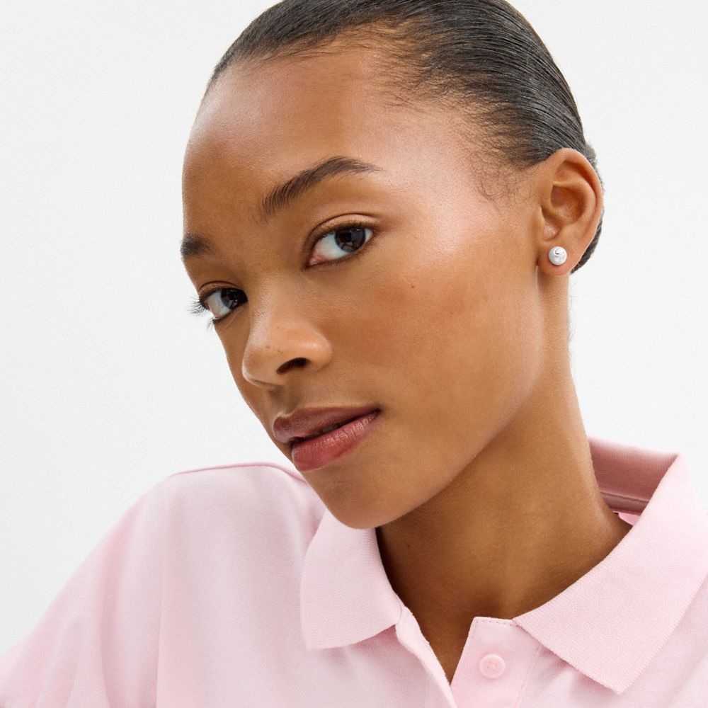 COACH®,Signature Pearl Stud Earrings,,Detail View