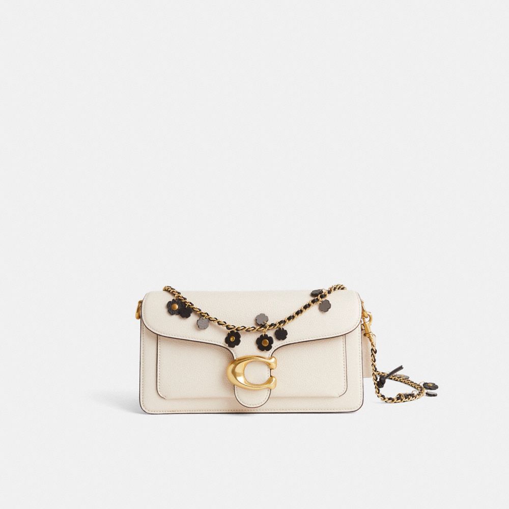 COACH®,Remade Tea Rose Chain Bag Strap,Black,Angle View