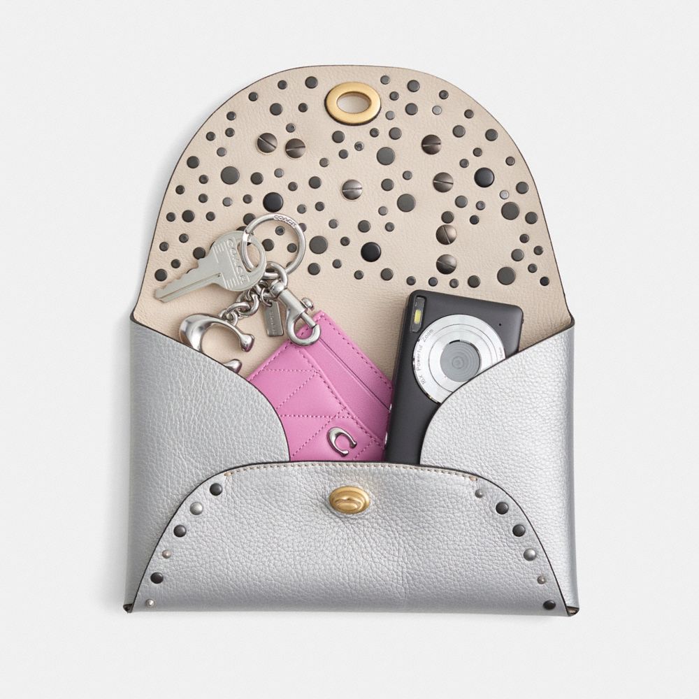 COACH®,Remade Large Pouch With Rivets,,Inside View, Top View