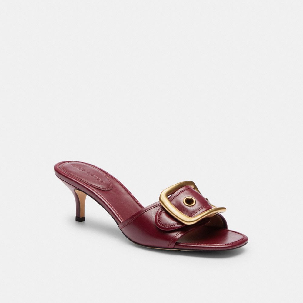 COACHÂ®,Margot Sandal With Oversized Buckle In Loved Leather,,Outsole View,,Front View