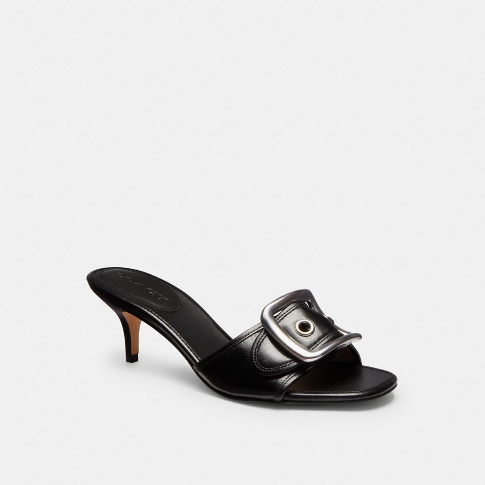 COACH®,Margot Sandal With Oversized Buckle In Loved Leather,,Front View