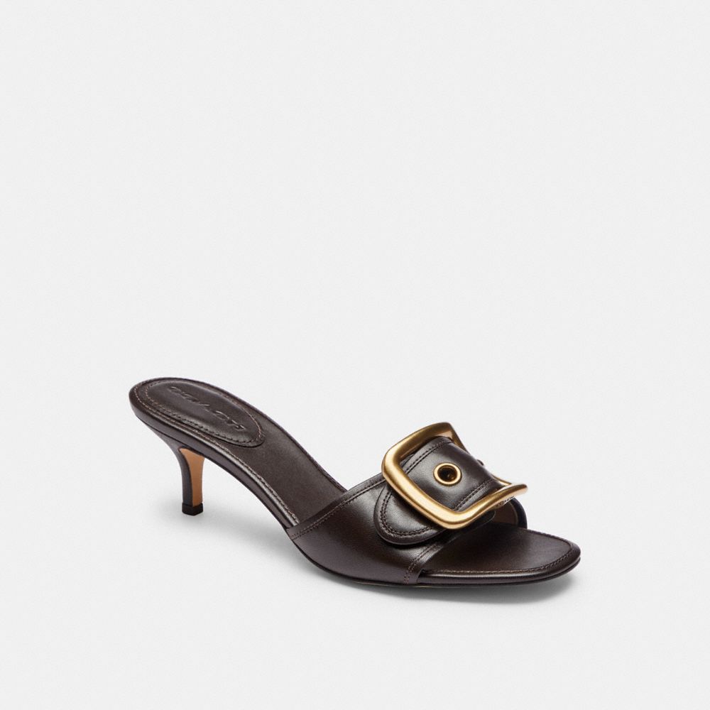 COACHÂ®,Margot Sandal With Oversized Buckle In Loved Leather,,Outsole View,,Front View