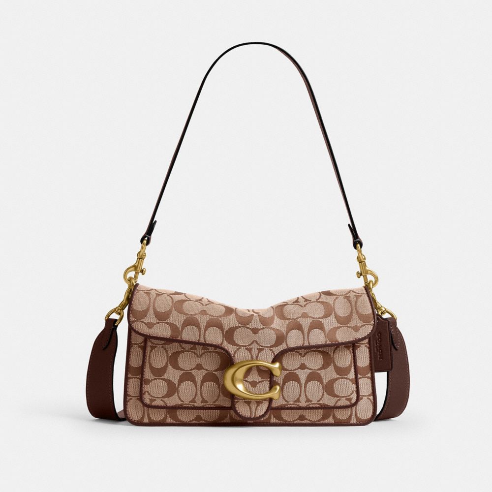 COACH®,Borsa a Spalla Tabby 26 in Jacquard Signature,Media,B4/Cachi Acero,Front View