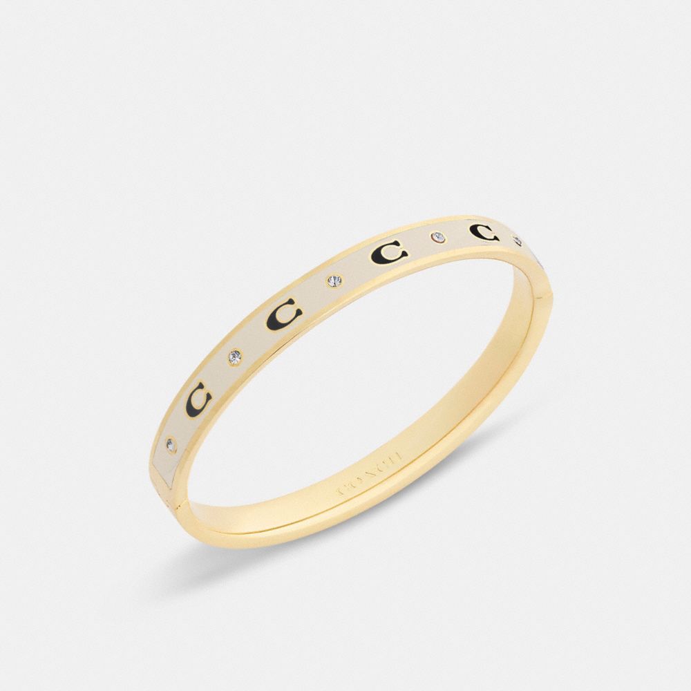 Coach Repeated C Hinged Bangle In Gold