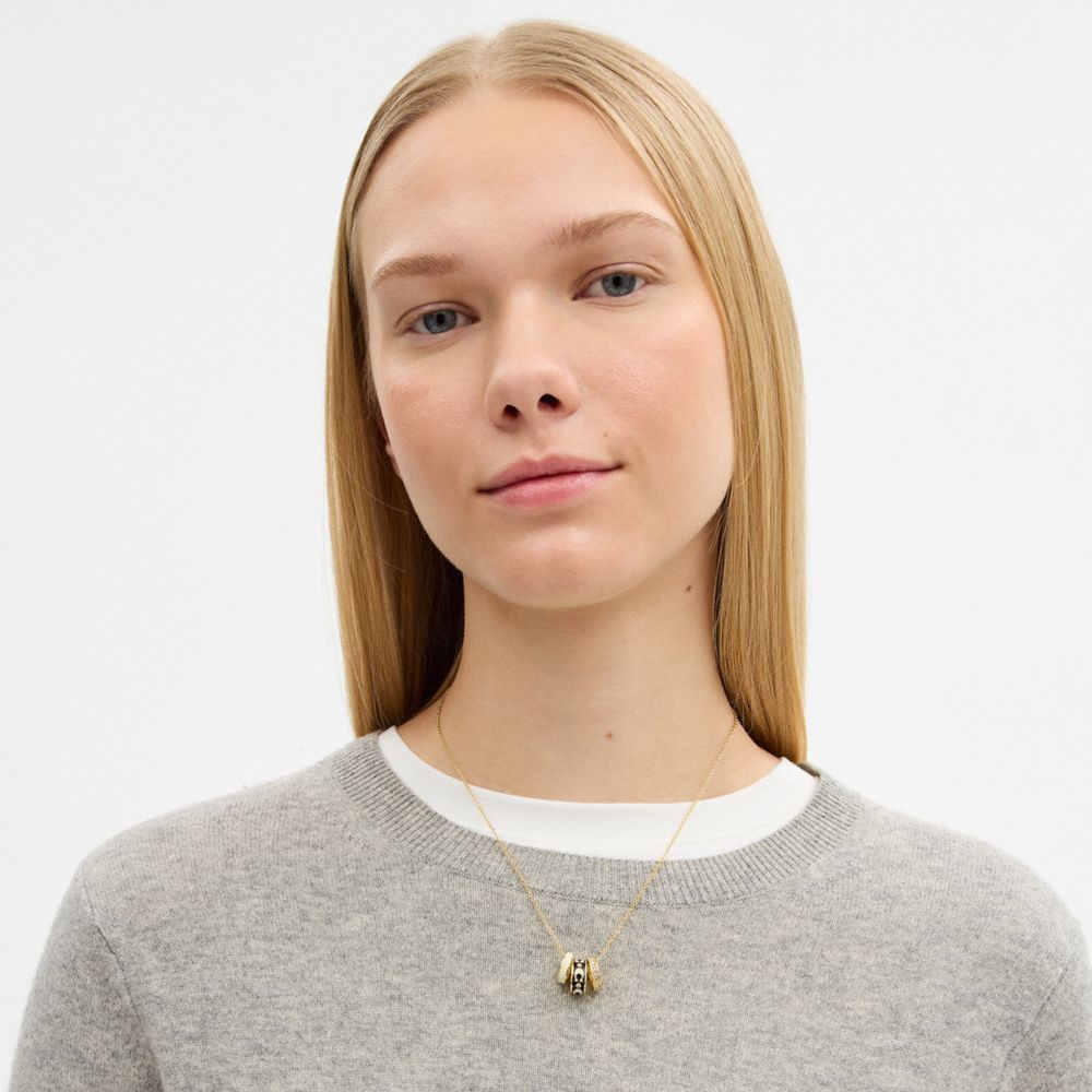 COACH®,Repeated C Rondelle Necklace,,Detail View