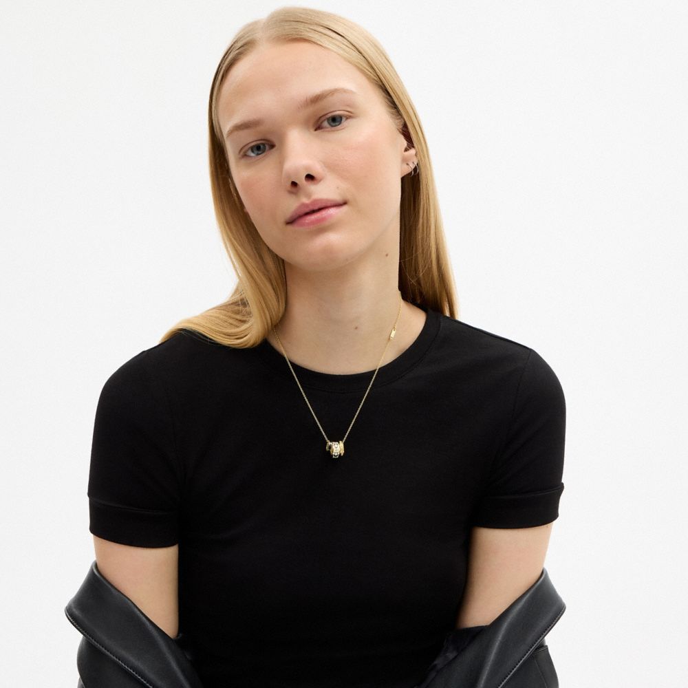 COACH®,Repeated C Rondelle Necklace,,Detail View