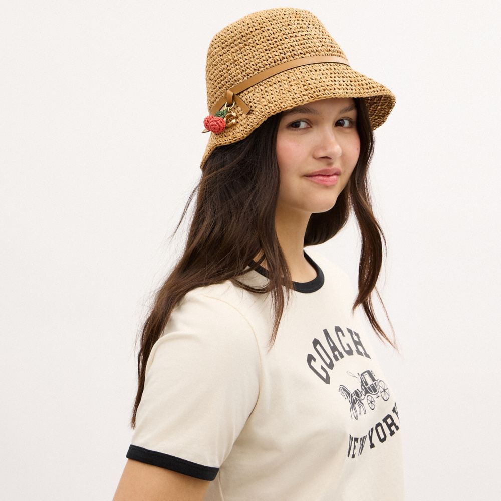 Женские головные уборы Coach Straw Bucket Hat With Cherry Detail — фото 2