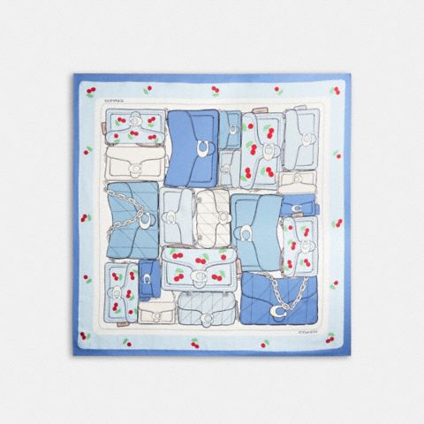 Женские аксессуары Coach Tabby Cherry Print Silk Square Scarf