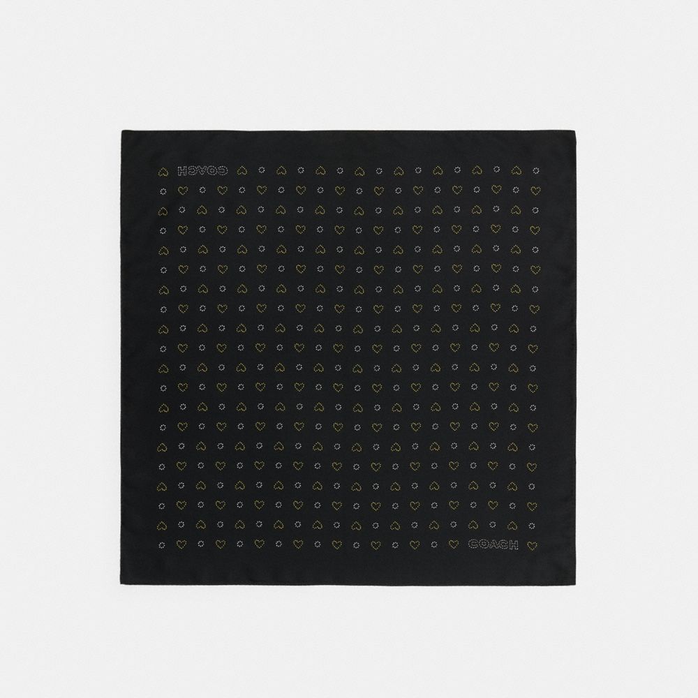 COACH®,Dotty Heart Print Silk Bandana,,Front View