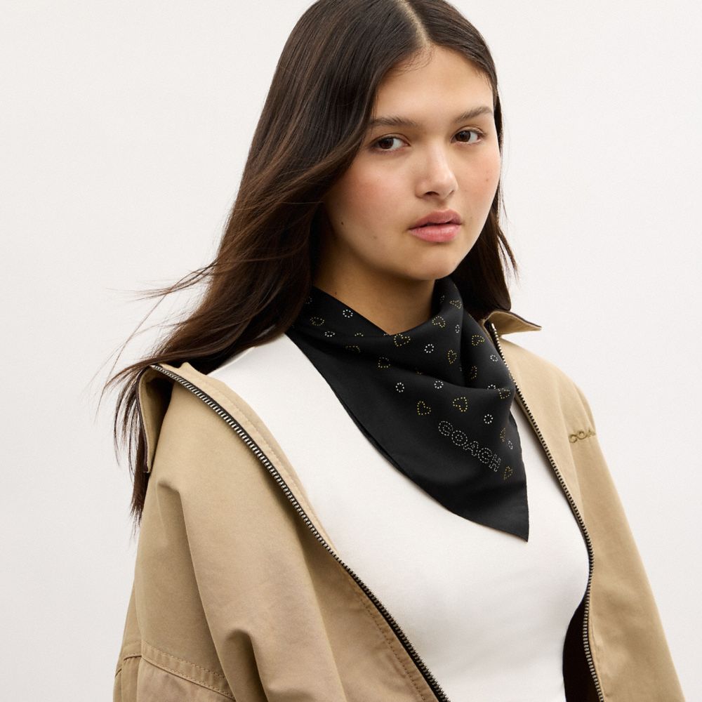 Женские аксессуары Coach Dotty Heart Print Silk Bandana — фото 2