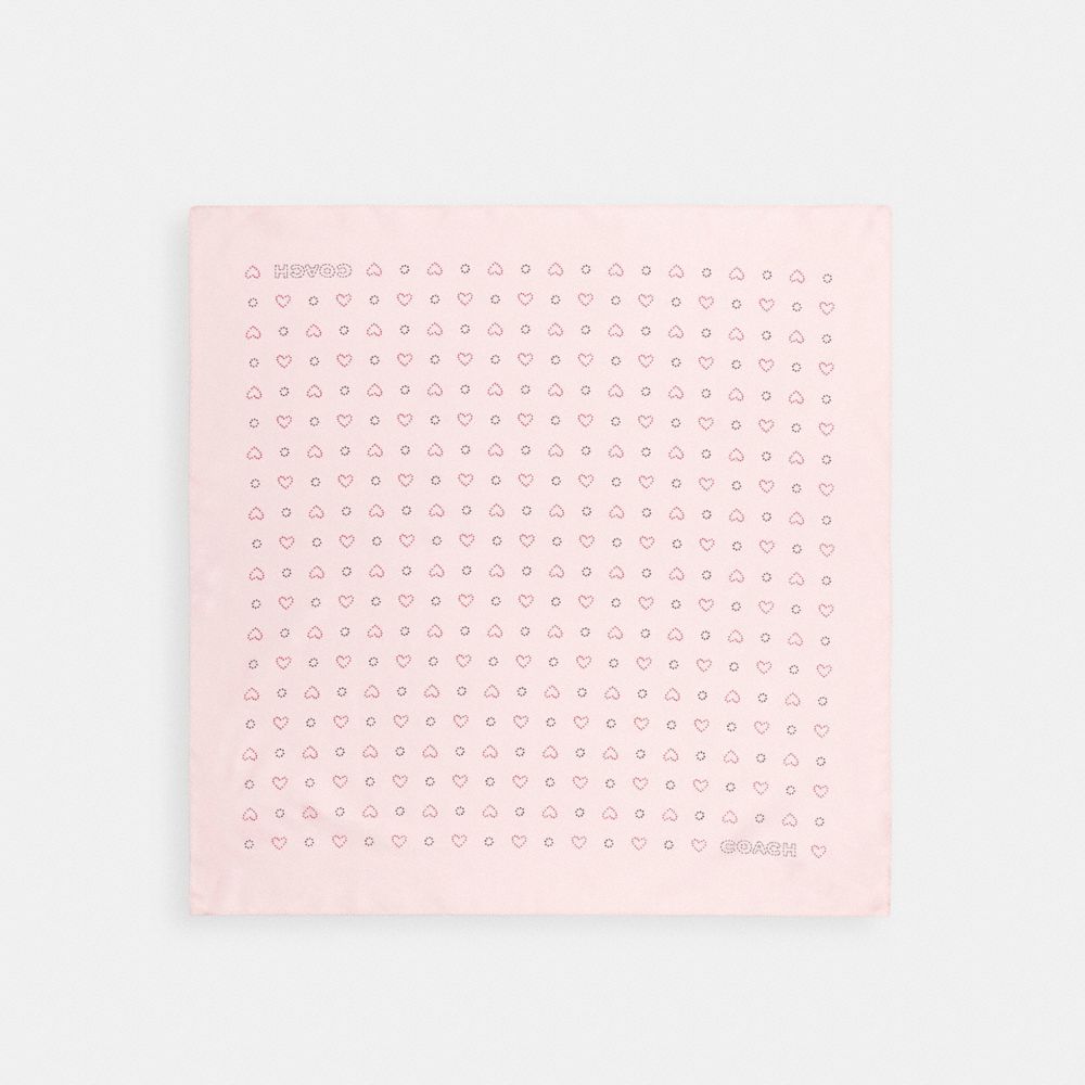 COACH®,Dotty Heart Print Silk Bandana,,Front View